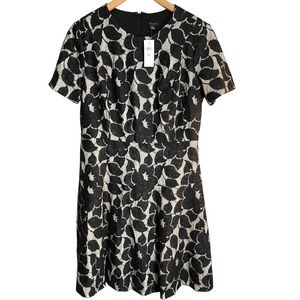 Ann Taylor NWT Black Bonded Lace Fit and Flare Short Sleeve Knee Length Dress